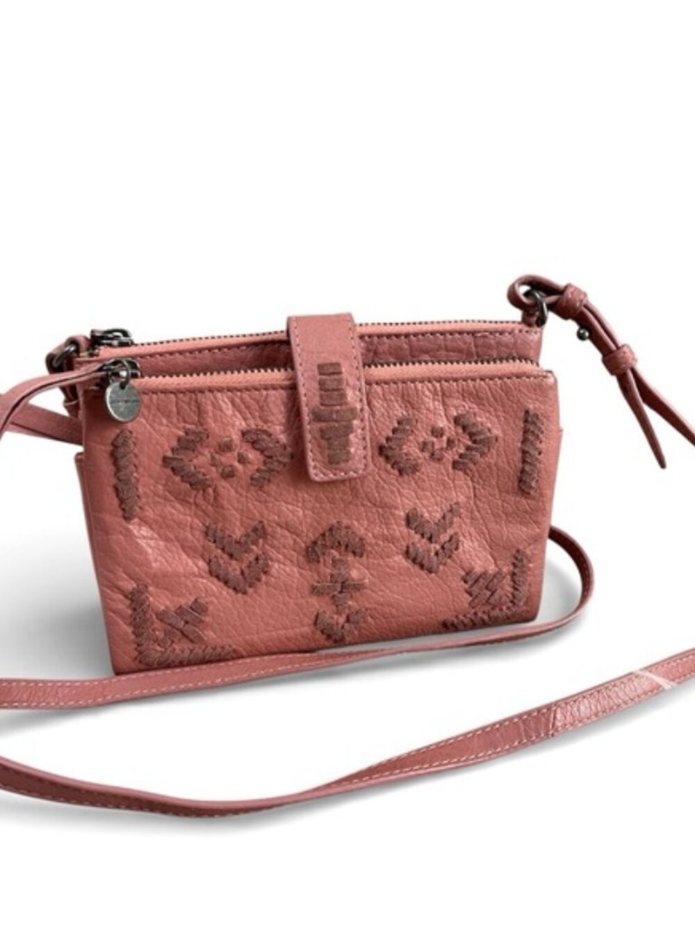 Lucky Brand Rela Pink Leather Crossbody Fold Over Convertible Wallet  Hobo Bag‎